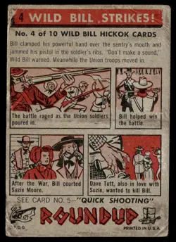 1956 TOPPS ROUNDUP WESTERN CARD WILD BILL HICKOK #4 - Image 2