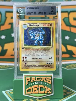 1999 Pokemon Base Set unlimited #8 Machamp Holo 1st Edition BGS 9 MT STRONG SUBS - Image 1