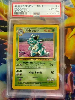 POKEMON 1999 1ST EDITION JUNGLE NIDOQUEEN #23 NON HOLO PSA GEM MINT 10 - Image 1