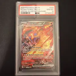 2025 POKEMON DRI EN-DESTINED RIVALS #229 TEAM ROCKET'S MOLTRES EX PSA 10 - Image 1