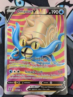 Omastar V 174/195 Silver Tempest Sword & Shield Full Art Rare Pokemon TCG NM/M - Image 1