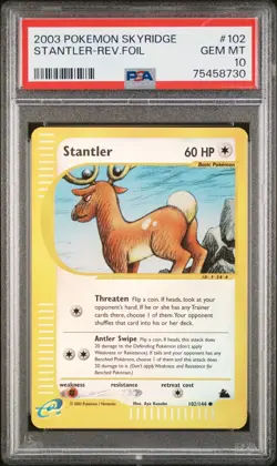 2003 Pokemon Stantler Skyridge Reverse Holo Foil #102 PSA 10 LOW POP! POP 9 - Image 1