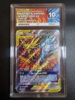 Pokemon TCG Hidden Fates Moltres, Zapdos, Articuno GX SM210 Promo Ace 10 - Image 1