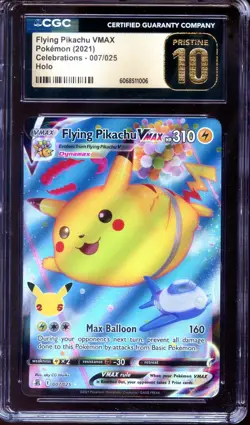 CGC 10 Pristine Flying Pikachu Vmax 007/025 Celebrations Pokemon - Image 1