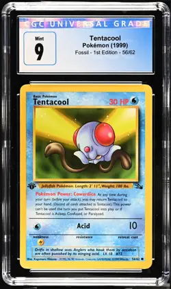 Pokemon 1999 1st Edition Fossil Tentacool Not PSA, CGC 9! - Image 1