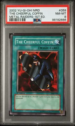 2002 Yu-Gi-Oh! Cheerful Coffin Metal Raiders MRD 1st Edition Common PSA 8 - Image 1