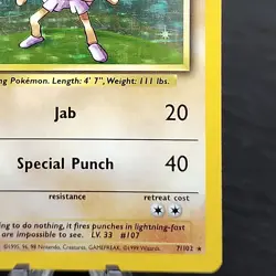 Hitmonchan Holo Rare 7/102 Base Set Pokemon Card 1999 WOTC Original TCG LP⭐ - Image 2