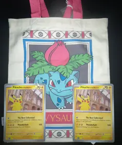 Pikachu At The Museum Jumbo Pokemon Card x2 + FREE bag - Image 1