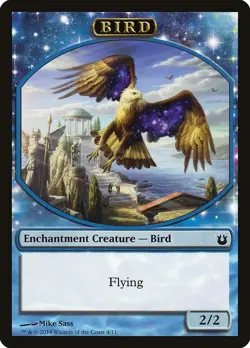 MTG BIRD 2/2 FLYING BLUE CREATURE TOKEN - BORN OF THE GODS BNG BIRD TOKEN - Image 1