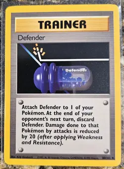 1999 Pokemon Basic Base Set Defender Trainer 80 NM or Better - Image 1