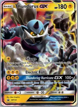 Pokemon Card Thundurus GX SM133 Black Star Promo - Near Mint - Image 1