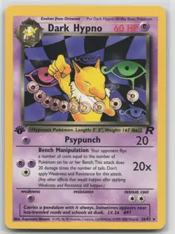 1st Edition Vintage Pokemon Card Dark Hypno (26) Rare Team Rocket 26/82 - Image 1