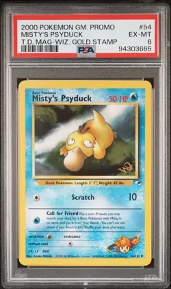 MISTY'S PSYDUCK #54 PSA 6 2000 POKEMON PROMO TOP DECK MAGAZINE WIZ GOLD STAMP - Image 1