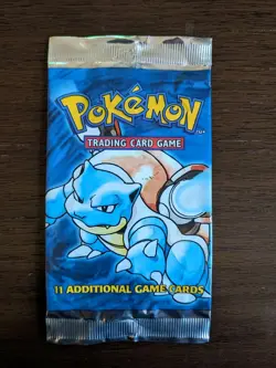 1999 Pokemon TCG Base Set Empty Booster Pack Blastoise Artwork - Image 1