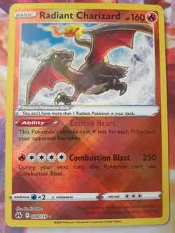 Pokemon TCG Radiant Charizard Crown Zenith 020/159 Holo Radiant Rare NM - Image 1