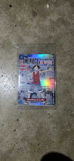 One Piece Monkey D. Luffy US Voyage College Basketball Promo Card Rutgers SEALED - Image 1
