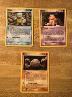 Pokemon EX Delta Species 2005 3 card Ditto Lot- Squirtle, Mr. Mime, and Geodude - Image 1