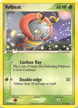 VOLBEAT 42/106 - NON-HOLO UNCOMMON - EX Emerald - 2005 Pokemon Card - NM/M - Image 1