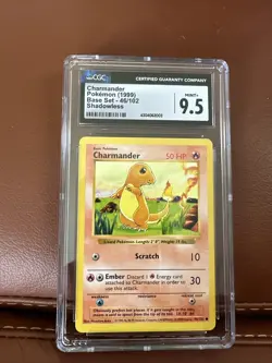 Pokemon Charmander Base Set Shadowless #46 CGC 9.5 Mint+ - Image 1