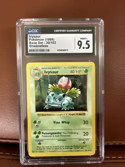 Pokemon CGC 9.5 Shadowless Ivysaur x1 Pokemon Shadowless Base Set wotc - Image 1