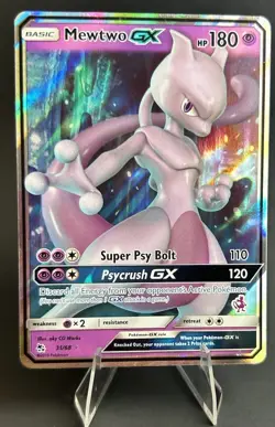 Mewtwo GX 31/68 MEWTWO STAMPED BATTLE ACADEMY Hidden Fates HOLO POKEMON TCG [LP] - Image 2