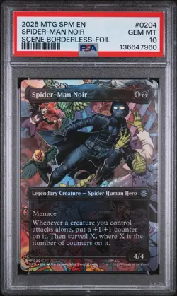 PSA 10 MAGIC THE GATHERING MARVEL #0204 SPIDER-MAN NOIR BORDERLESS-FOIL💎💫 - Image 1