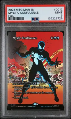 2025 MTG Mystic Confluence #0012 FOIL Marvel Spider-Man, Symbiote PSA 9 MINT - Image 1
