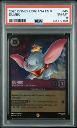 2025 DISNEY LORCANA EN 9-FABLED #45 DUMBO - NINTH WONDER OF THE UNIVERSE PSA 8 - Image 1