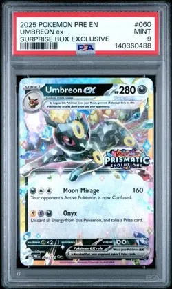 Pokemon Prismatic Evolutions Umbreon ex 060/131 Surprise Box Stamped PSA 9 488 - Image 1
