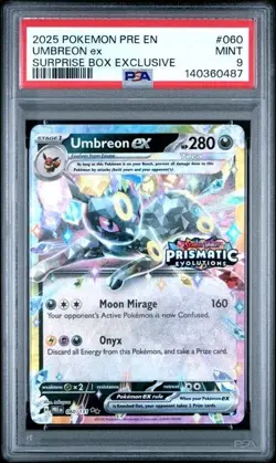 Pokemon Prismatic Evolutions Umbreon ex 060/131 Surprise Box Stamped PSA 9 487 - Image 1