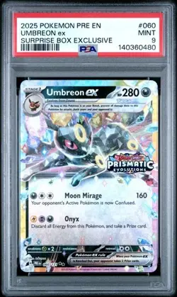 Pokemon Prismatic Evolutions Umbreon ex 060/131 Surprise Box Stamped PSA 9 480 - Image 1