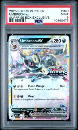 Pokemon Prismatic Evolutions Umbreon ex 060/131 Surprise Box Stamped PSA 9 475 - Image 1