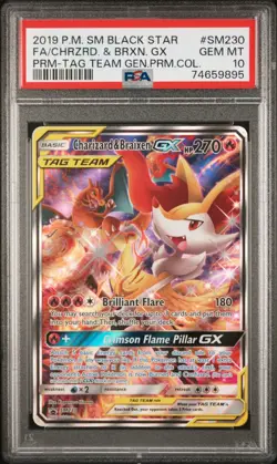 Charizard & Braixen GX PSA 10 - SM230 - Tag Team Alt Art Promo - Pokemon - Image 1