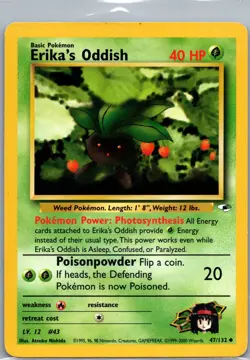 Erika's Oddish (47) Uncommon Gym Heroes 047/132 MP Pokemon TCG - Image 1