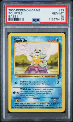2000 POKEMON BASE SET 2 #93 SQUIRTLE PSA 10 - Image 1