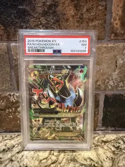 2015 POKEMON XY BREAKTHROUGH 154/162 M HOUNDOOM EX- PSA 7 - Image 1