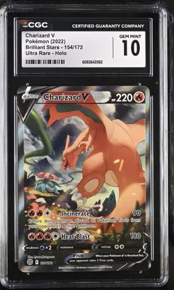 Charizard V 154/172 Ultra Rare Holo Brilliant Stars Pokemon CGC 10 Gem Mint *062 - Image 1