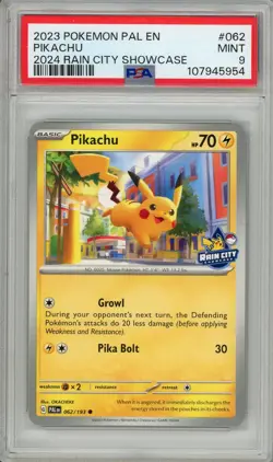 Pokemon Pikachu 2024 Rain City Showcase PSA 9 #062 062/193 - Image 1