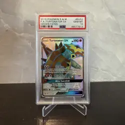 2019 Pokemon Sun & Moon Turtonator GX Full Art Hidden Fates SV52 PSA 10 - Image 1