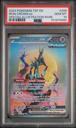 2024 POKEMON TEMPORAL FORCES SPECIAL ILLUSTRATION RARE #206 IRON CROWN EX PSA 10 - Image 1