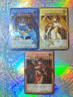 3 Cards Yu Gi Oh Full Art Egyptian Gods Osiris Slifer Obelisk Ra Oil Holo - Image 1
