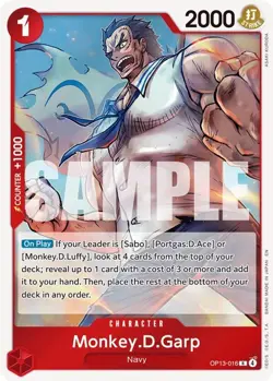 One Piece Monkey.D.Garp (OP13-016/177) OP13 Carrying On His Will NM FOIL - Image 1