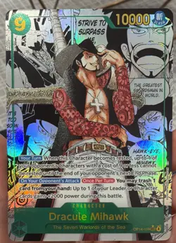 Dracule Mihawk OP14-119 Manga Rare Azure Sea's Seven One Piece Card English - Image 1