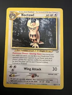 Noctowl 42/111 Neo Genesis Unlimited 2000 Pokemon Card Uncommon LP - Image 1