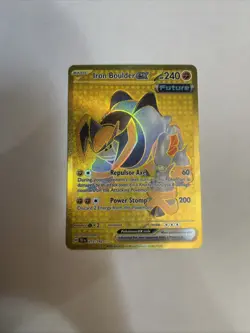 Iron Boulder ex 217/162 SV05: Temporal Forces Gold Hyper Rare Pokemon Card - Image 1