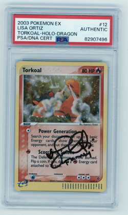 PSA Signed Lisa Ortiz 2003 Pokemon Torkoal Holo 12/97 Ex Dragon - Image 1