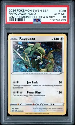 2024 Pokemon SWSH BSP #029 Rayquaza-Holo CRZ Premium Coll-Sea & Sky PSA 10 Gem - Image 1