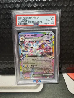 2025 Pokemon Prismatic Evolution Sylveon EX Surprise Box Exclusive PSA 10 - Image 1