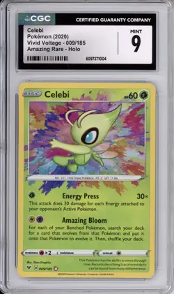 CGC 9 Celebi Pokemon SWSH Vivid Voltage Amazing Rare Holo 009/185 - Image 1