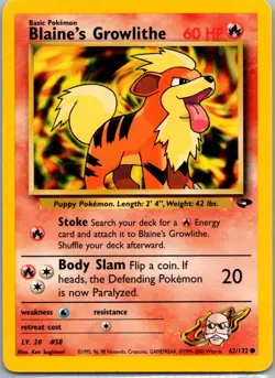 Blaine's Growlithe Common Gym Challenge 062/132 MP Pokemon TCG - Image 1